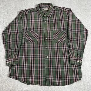 Big Mac Shirt Mens XL Green Plaid Button Heavy Flannel Outdoors Work Cotton VTG